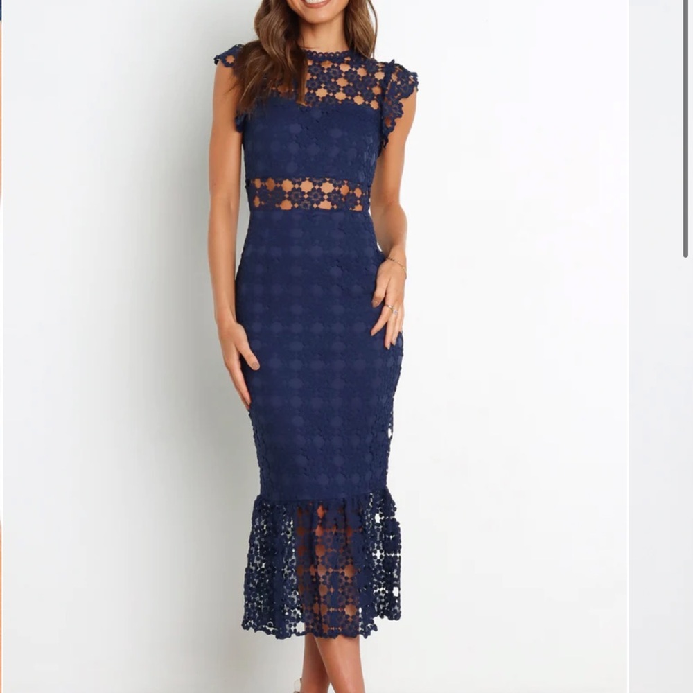 Petal & Pup Navy Lace Midi Dress